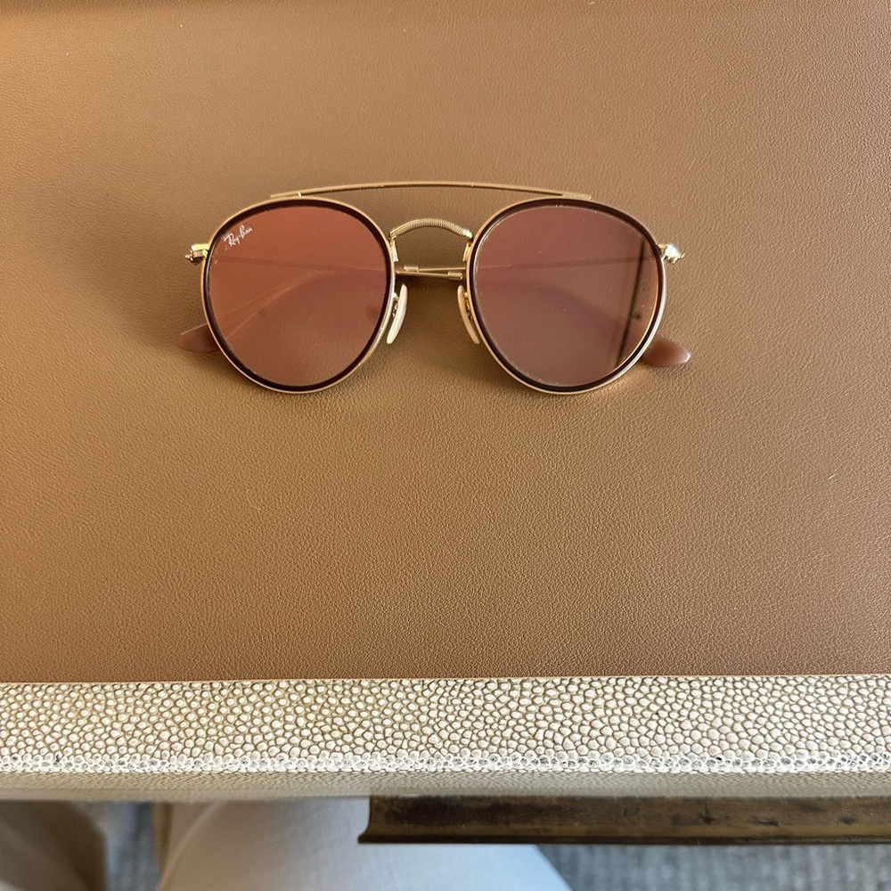 Ray-Ban Gold and Brown Sunglasses